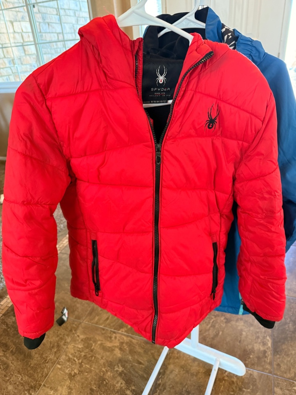 Spyder Boys Red Hooded Puffer Jacket, size 10/12